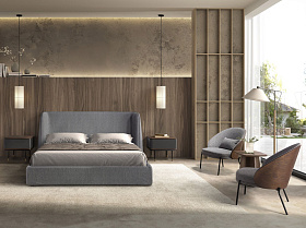 Кровать 7145 из темно-серой ткани