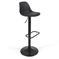 Барный стул Orlando-T из черной экокожи и черной матовой стали 60-82 см