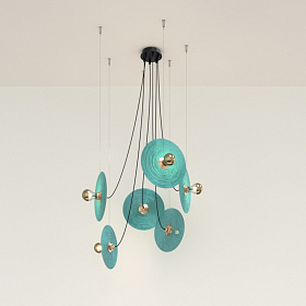 Люстра Fest 6L с бирюзовыми стеклянными дисками 1223
