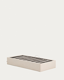 Основание кровати Nelzi с боковым открыванием из шенилла цвета экрю для матраса 90 x 200 см