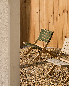 Складное кресло Chabeli из массива акации и шнура зеленого цвета