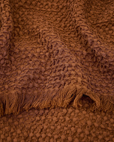 Вафельный плед Nulina из хлопка темно-оранжевого цвета 130 x 170 см