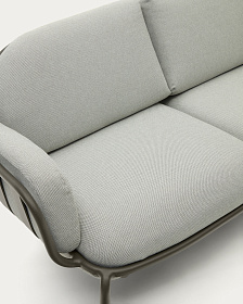 Уличный диван Joncols из серой ткани и зеленым алюминиевым каркасом 164 см