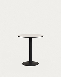 Esilda Садовый круглый стол белый на черном металлическом основании Ø 70x70