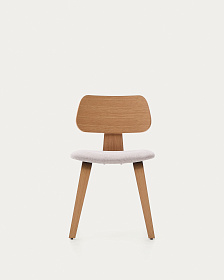 Стул Gena из бежевого шенилла с каркасом из шпона дуба и каучукового дерева