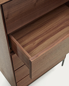 Vedrana Комод с 5 ящиками из орехового шпона со стальными ножками 60 x 114 см