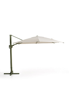Бежевый консольный зонт Noli с зеленой алюминиевой конструкцией, 300 x 420 см