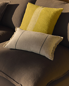 Чехол для подушки Lidore из бежевого льна с зелеными полосами, 30 x 50 см