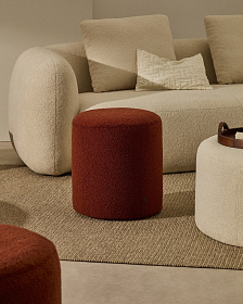 Kaeli Пуф для ног со съемным чехлом из терракотового букле Ø 43 