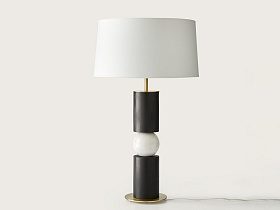 Настольная лампа Alda золотой металл/черное дерево/белый мрамор + белый абажур 801011/35