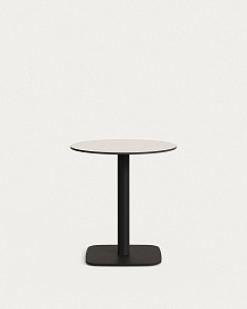 Dina Садовый круглый стол белый на черном металлическом основании Ø 68x70