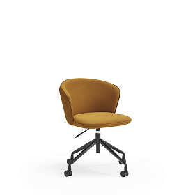 Поворотный стул Add на колесиках горчичный с подлокотниками