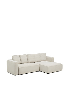 3-местный диван-кровать Marela бежевый шенилл с кушеткой справа 276 см