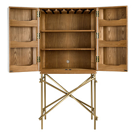 Высокий буфет 3272 из ткани, ореха и полированной золотистой стали