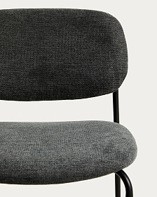 Полубарный стул Meli из серой синели с металлическими ножками, 65 см