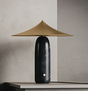 Настольная лампа Kine черный мрамор -  латунный металлический абажур