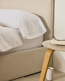 Кровать Nahiri бежевого цвета из шенилла с ящиком для хранения 90 x 200 см