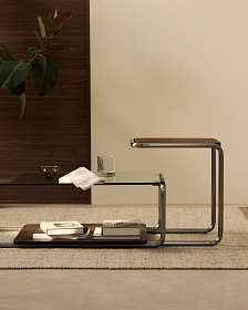 Журнальный столик Tarsel из 100% орехового шпона с конструкцией из матовой стали