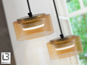 Olaia Подвесной светильник 3L черный/янтарный