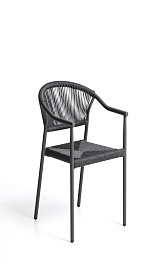 Уличный стул Livadia из серого алюминия и веревки