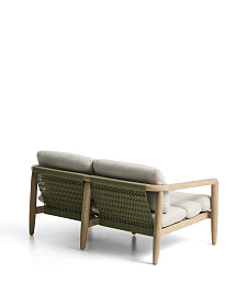 Уличный диван Menfi из массива акации и зеленой веревки, 136 см