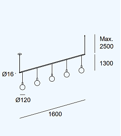 Подвес Tubs Modular Pendant Track with 5 Spheres 00-A118-05-M1