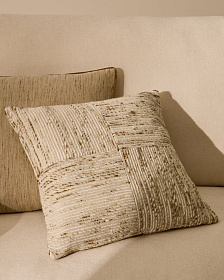 Чехол для подушки Anuba из жаккардовой ткани в бежевую и зелёную клетку 45 x 45 см