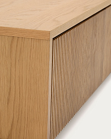 Тумба под телевизор Helvine с 4 ящиками из дубового шпона и закаленного стекла, 200 x 40