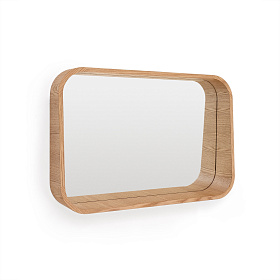 Salaya Зеркало в раме из ламинированной фанеры ясеня в натуральной отделке, 90 x 60