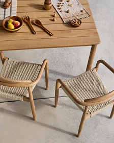 Уличный стул Nina из 100% массива акации и веревки цвета экрю