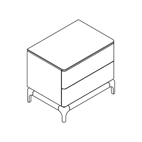 Прикроватная тумбочка CALPE шпон ореха F, светло-серый матовый лак RAL9002