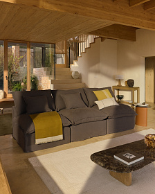 Чехол для подушки Nurei из желтого хлопка и льна, 50 x 50 см