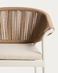 Уличный стул Zuara из алюминия цвета экрю и коричневой веревки