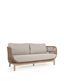 3-местный диван Catalina из бежевой веревки и массива акации