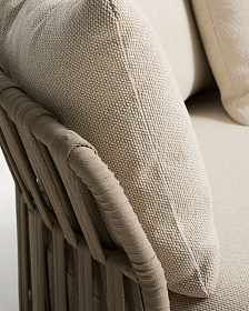 Двухместный модуль уличного дивана Osani из алюминия экрю и веревки цвета таупе 170 см