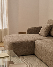 Трехместный диван-кровать Laira с левым шезлонгом из шенилла цвета таупе, 246 см