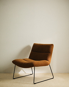 Кресло Asen из терракотового шенилла с черными стальными ножками