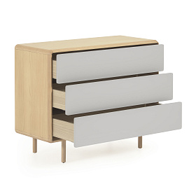 Комод Anielle из массива ясеня с тремя ящиками 98,9 x 78 см