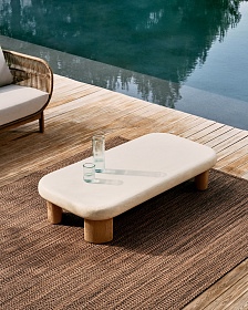 Журнальный столик Labra из цемента и акации 140 x 70 см