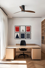 Потолочный вентилятор Mini Tube Fan LED мат. белый/деревянный