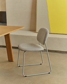 Стул Meli ткань бежевого цвета с бежевыми металлическими ножками 