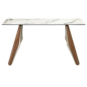 Консоль 3296 из керамики в мраморной отделке, стали и ореха