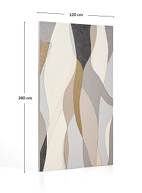 Абстрактный холст Marvilo серо-горчичного цвета 120 x 200 см