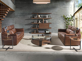 Стеллаж CP1711 /3072 ореховый с полками из стекла