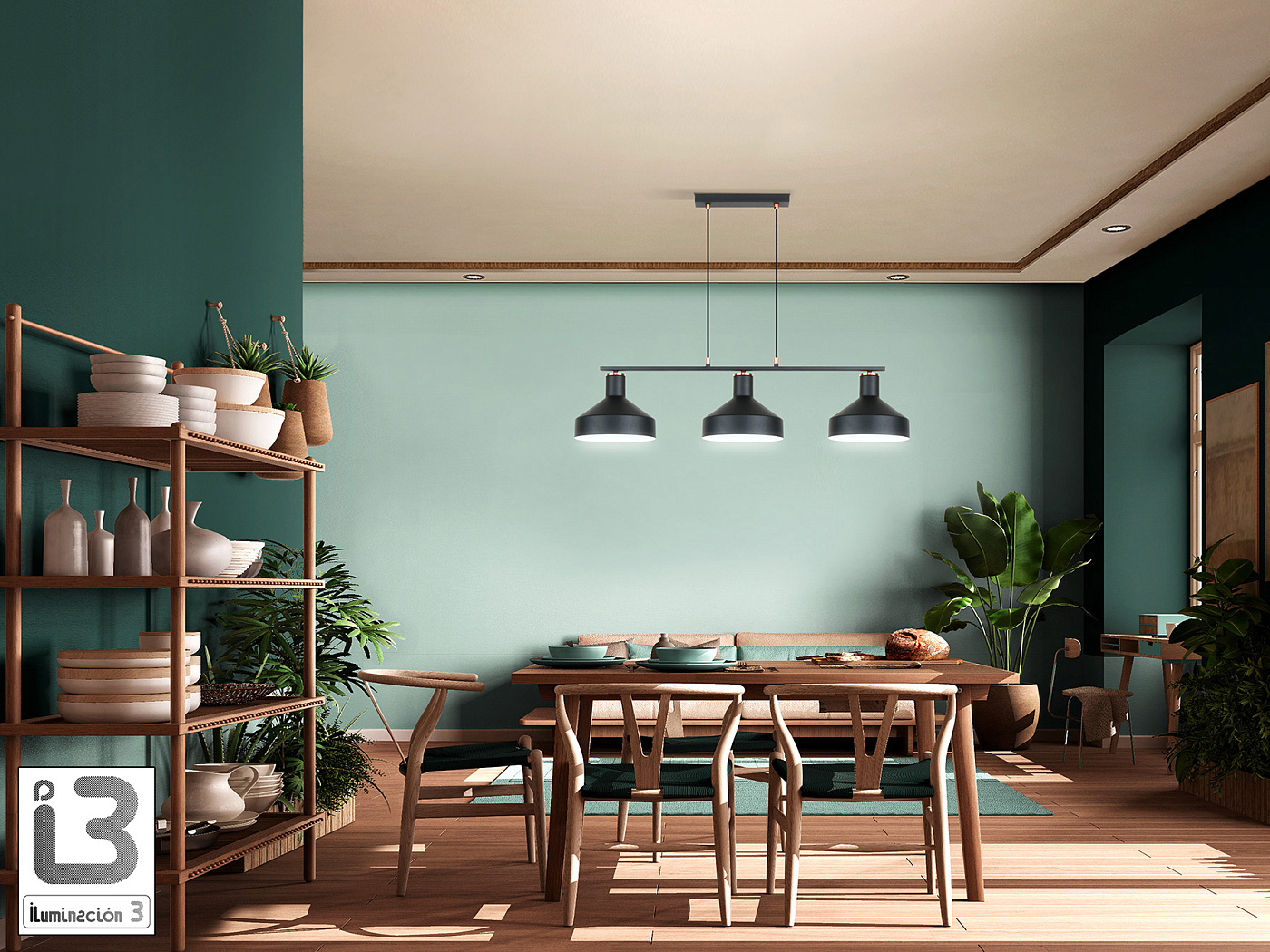 Irias Люстра 3L черный/медный