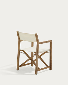 Складной стул Vilara для улицы из акации и текстиля белого цвета