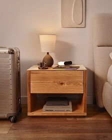 Alguema Прикроватная тумба из шпона дуба с натуральной отделкой 40 x 50 см