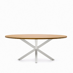 Овальный стол ARYA Argo из массива акации, белые стальные ножки 200x100