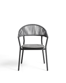 Уличный стул Alimia из графитового алюминия с серой веревкой