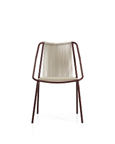 Уличный стул Zivia из веревки цвета экрю и стали бордового цвета